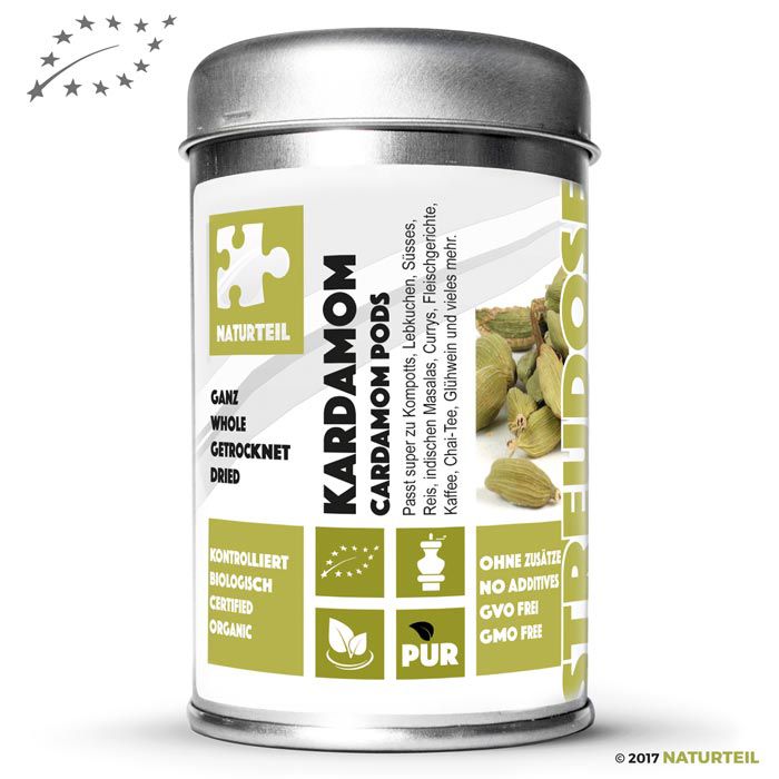 Organic Cardamom Pods in spice jar - Naturteil